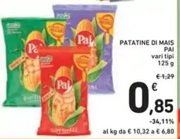 Spazio Conad Patatine di mais PAI vari tipi offerta