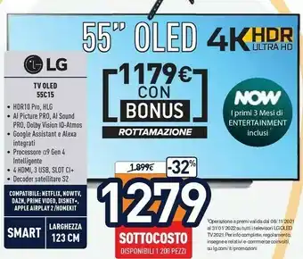 Unieuro Tv 139,7 cm (55") 4k ultra hd smart tv wi-fi bianco offerta