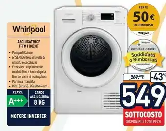Unieuro Fft m11 8x3 it asciugatrice libera installazione caricamento frontale 8 kg a+++ bianco offerta