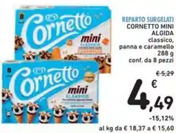Spazio Conad CORNETTO MINI ALGIDA classico, panna e caramello conf. da 8 pezzi offerta