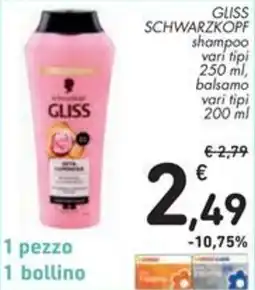 Spazio Conad Gliss SCHWARZKOPF shampoo-balsamo offerta