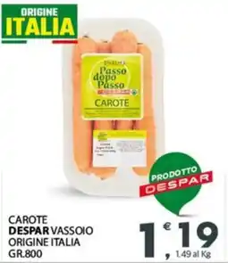 Eurospar Carote despar vassoio origine italia offerta
