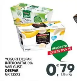 Eurospar Yogurt despar intero/vital 0% vari gusti DESPAR offerta
