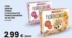 Eurospar Coni despar panna e cioccolato/ panna/amarena offerta