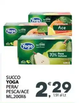 Eurospar Succo yoga pera/ pesca/ace offerta