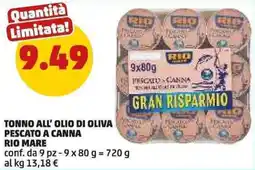 PENNY Tonno all' olio di oliva pescato a canna RIO MARE offerta