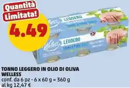 PENNY Tonno leggero in olio di oliva WELLESS offerta
