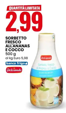 Eurospin Sorbetto fresco all'ananas e cocco Dolciando offerta
