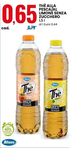 Eurospin Thè alla pesca al limone senza zucchero Blues offerta