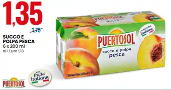 Eurospin Succo e polpa pesca PUERTOSOL offerta