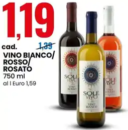 Eurospin Vino bianco/ rosso rosato SOLE VINO offerta