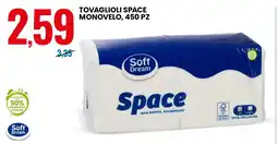 Eurospin Tovaglioli space monovelo, 450 pz Soft Dream offerta