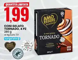 Eurospin Coni gelato tornado, 4 pz AMO ESSERE offerta