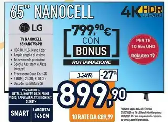 Unieuro Nanocell 65nano756pr 165,1 cm (65") 4k ultra hd smart tv wi-fi blu offerta