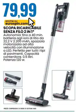 Eurospin Scopa ricaricabile senza filo 2 in 1 offerta
