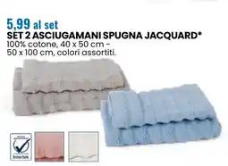 Eurospin Set 2 asciugamani spugna jacquard offerta