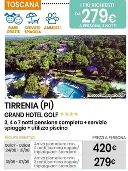 Eurospin Tirrenia (pi) grand hotel golf offerta