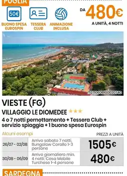 Eurospin Vieste (fg) villaggio le diomedee offerta