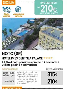 Eurospin Noto (sr) hotel president sea palace offerta