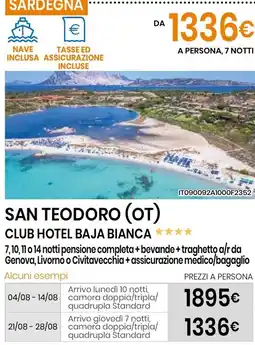 Eurospin San teodoro (ot) club hotel baja bianca offerta