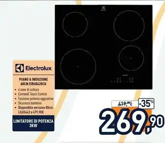 Unieuro Eir60420ck nero da incasso 59 cm a induzione 4 fornello(i) offerta