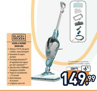Unieuro Black & decker scopa a vapore bhsm168u offerta