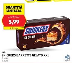 ALDI Mars snickers barrette gelato XXL offerta