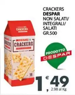 Eurospar Crackers despar non salati/ integrali/ salati offerta