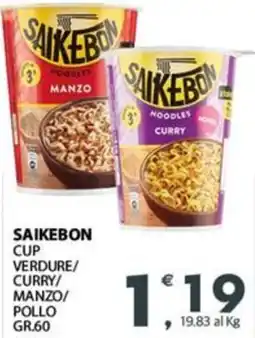 Eurospar Saikebon cup verdure/ curry/ manzo/ pollo offerta