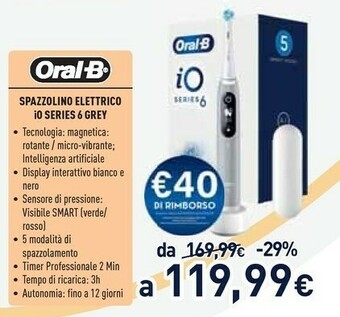 Unieuro Spazzolino elettrico io series 6 grey offerta