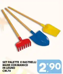 Eurospar Set palette e rastrelli mare con manico in legno cm.70 offerta