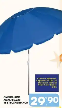 Eurospar Ombrellone amalfi D.220 16 stecche bianco offerta