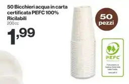 In'S Mercato 50 Bicchieri acqua in carta certificata PEFC 100% Ricilabili 200 cc offerta