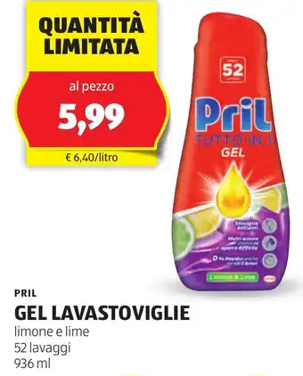ALDI PRIL gel lavastoviglie offerta