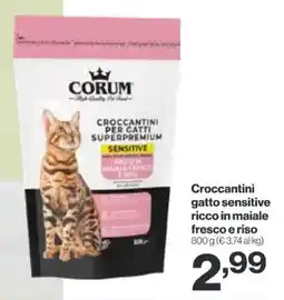 In'S Mercato Croccantini gatto sensitive ricco in maiale fresco e riso CORUM offerta