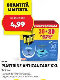 ALDI RAID piastrine antizanzare xxl 60 pezzi offerta