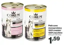 In'S Mercato Patè cane monoproteico 100% maiale/ 100% tacchino CORUM offerta