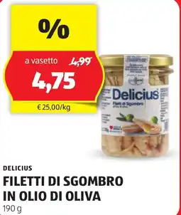 ALDI Delicius filetti di sgombro in olio di oliva offerta