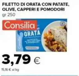 Tigre Filetto di orata con patate, olive, capperi e pomodori Consilia offerta