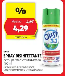 ALDI Oust spray disinfettante offerta