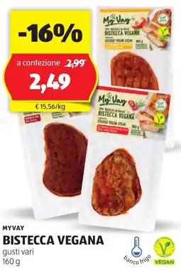 ALDI Myvay bistecca vegana gusti vari offerta