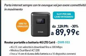 Unieuro Dwr-933 router wireless dual-band (2.4 ghz/5 ghz) 3g 4g nero offerta