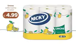 Acqua & Sapone NICKY limone carta cucina 6 rotoli offerta