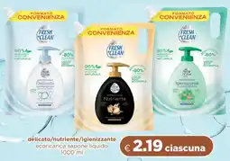 Acqua & Sapone FRESH CLEAN delicato/nutriente/igienizzante ecoricarica sapone liquido offerta