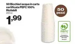 In'S Mercato 50 Bicchieri acqua in carta certificata PEFC 100% Ricilabili 200cc offerta