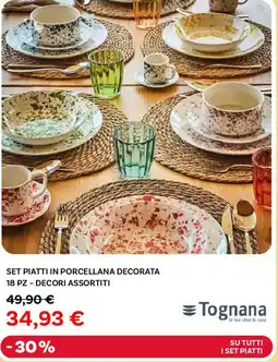 Max Factory TOGNANA Set piatti in porcellana decorata 18 pz decori assortiti offerta