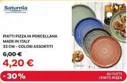 SATURNIA Piatti pizza in porcellana made in italy colori assortiti