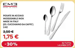 SU TUTTA LA LINEA CITY Posate in acciaio inossidabile inox made in italy es cucchiaino da caffe 3 pz