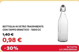 Su tutta la linea regina bottiglia in vetro trasparente con tappo ermetico