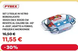 Pyrex set 2 teglie in vetro borosilicato